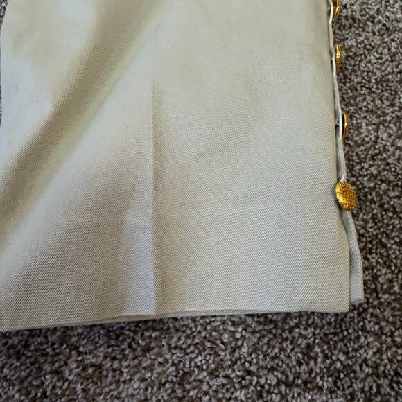 Vintage Yves Saint Laurent YSL Cinched Khaki Trousers Crop Gold Button France 40 - Picture 3 of 14